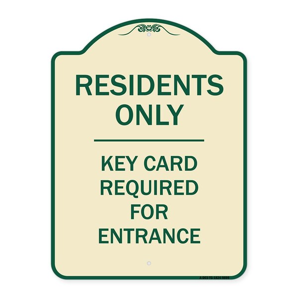 Signmission Designer Series-Residence-only-key Card Tan & Green Heavy-Gauge Aluminum, 24" x 18", TG-1824-9899 A-DES-TG-1824-9899 - main
